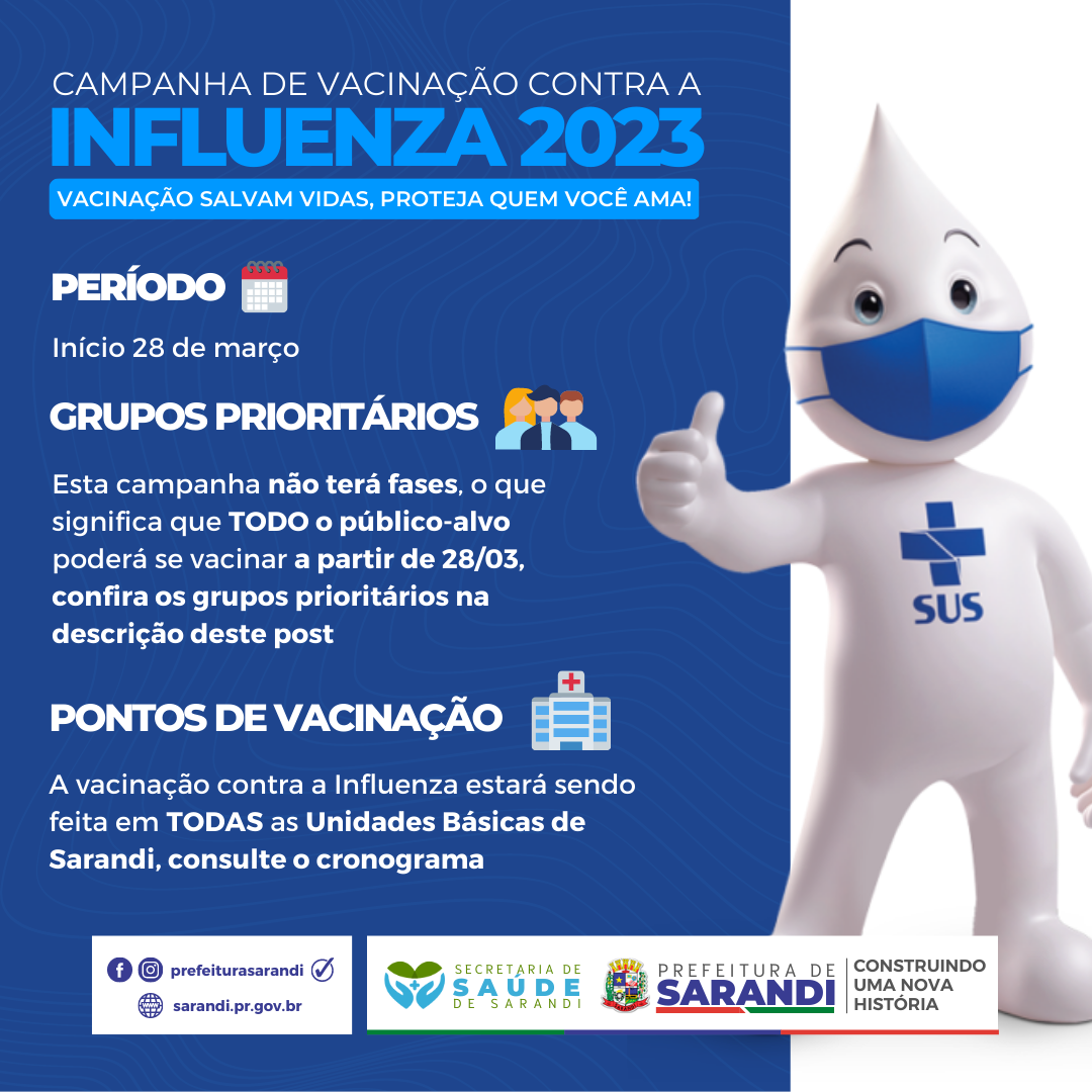 Secretaria Municipal de Saúde anuncia campanha de vacinação contra Influenza 2023